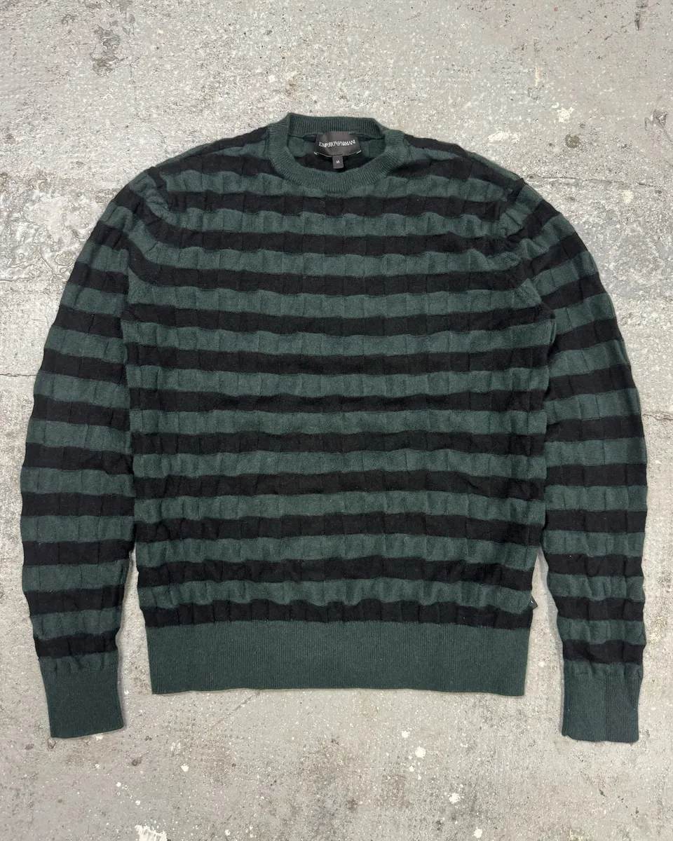 SS2022 Emporio Armani Forest Green Relief Sweater