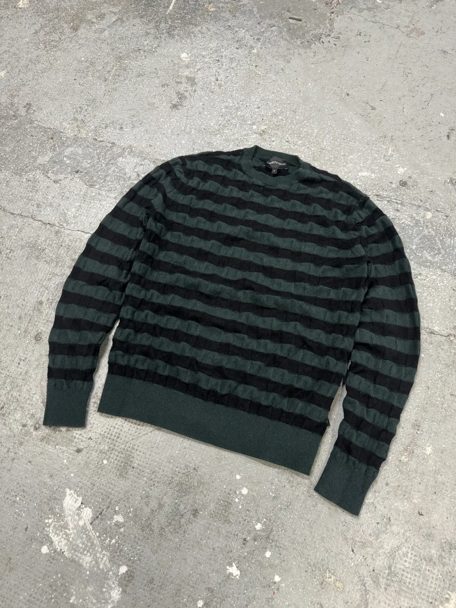 SS2022 Emporio Armani Forest Green Relief Sweater - Image 3