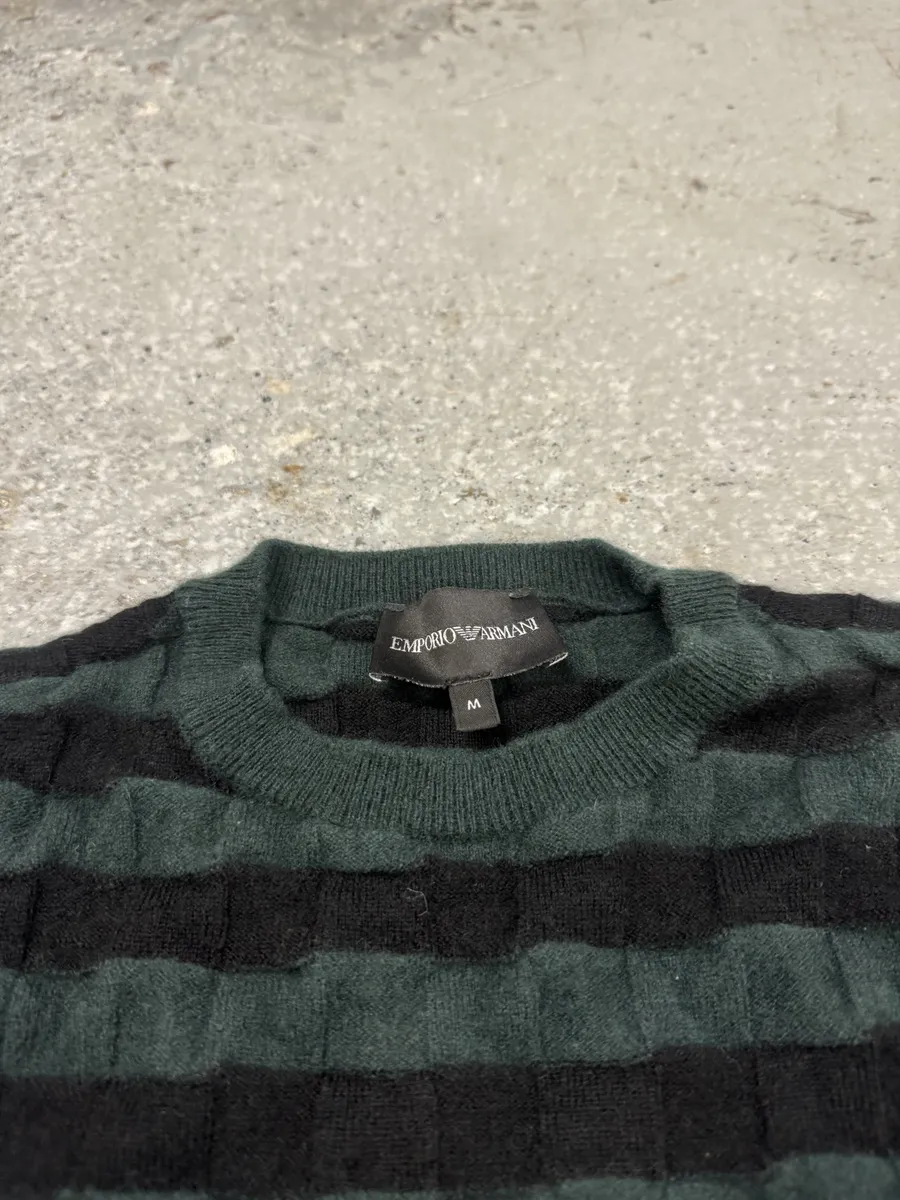 SS2022 Emporio Armani Forest Green Relief Sweater - Image 5