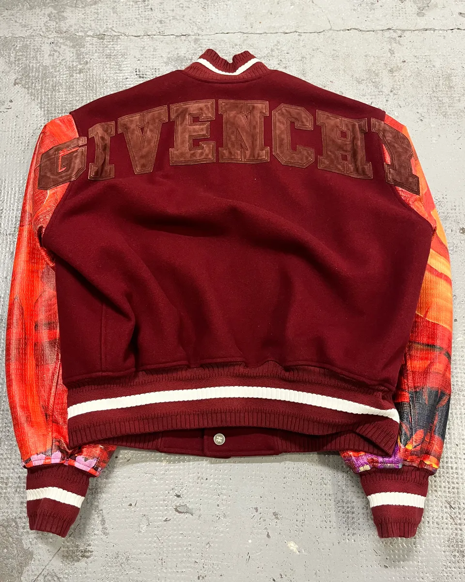 SS2022 Givenchy Josh Smith Demon Abstract Paint Orange Teddy Bomber Jacket - Image 7