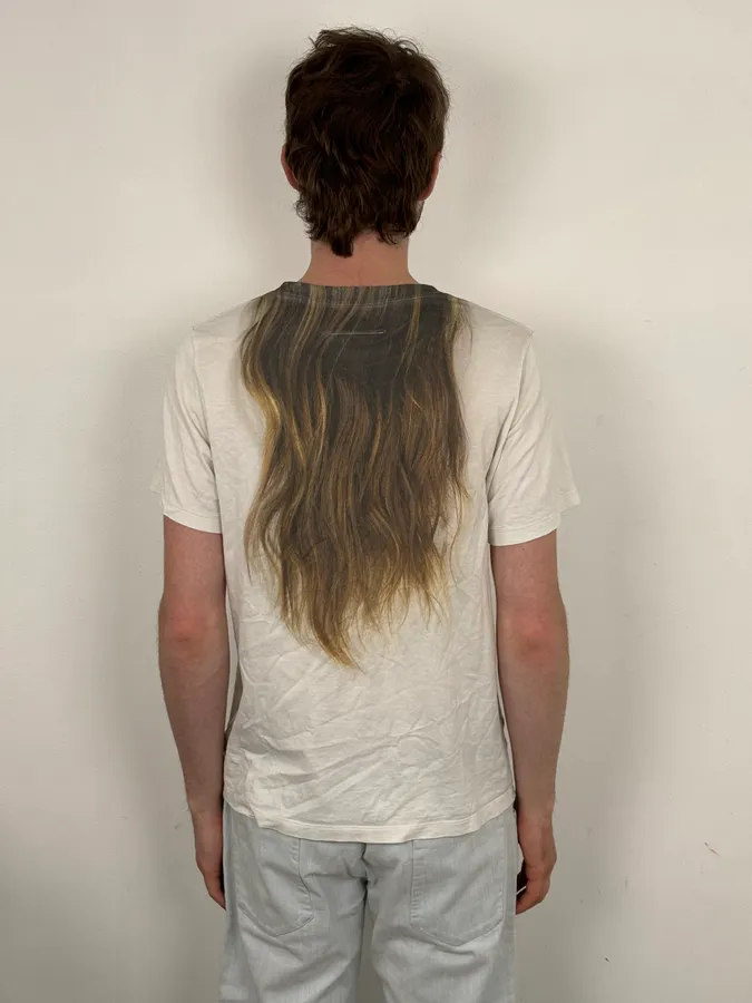 SS2022 MM6 Maison Margiela White Hair Print T-Shirt - Image 3