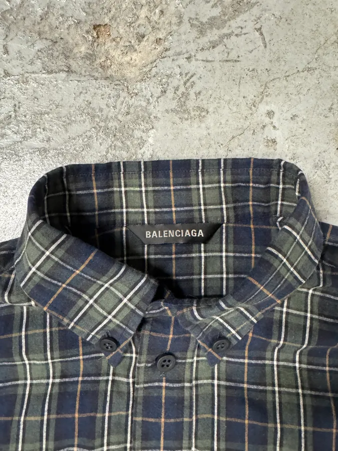 SS2023 Balenciaga Oversized Green Tartan Shirt - Image 2