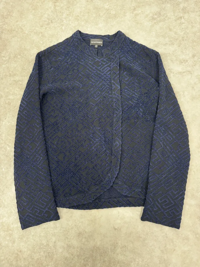 SS2023 Emporio Armani Asymmetrical Navy Textured Jacket
