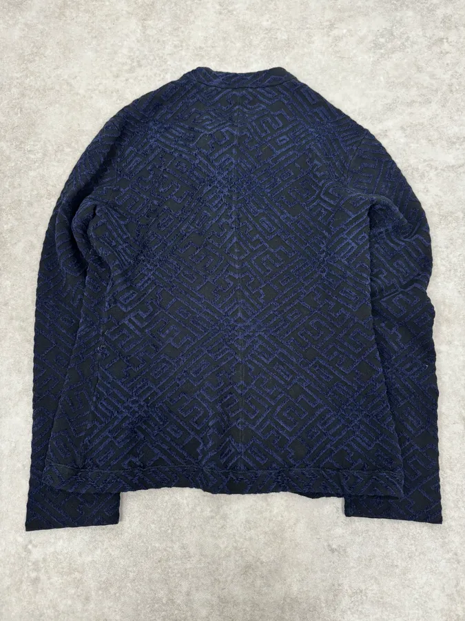 SS2023 Emporio Armani Asymmetrical Navy Textured Jacket - Image 4