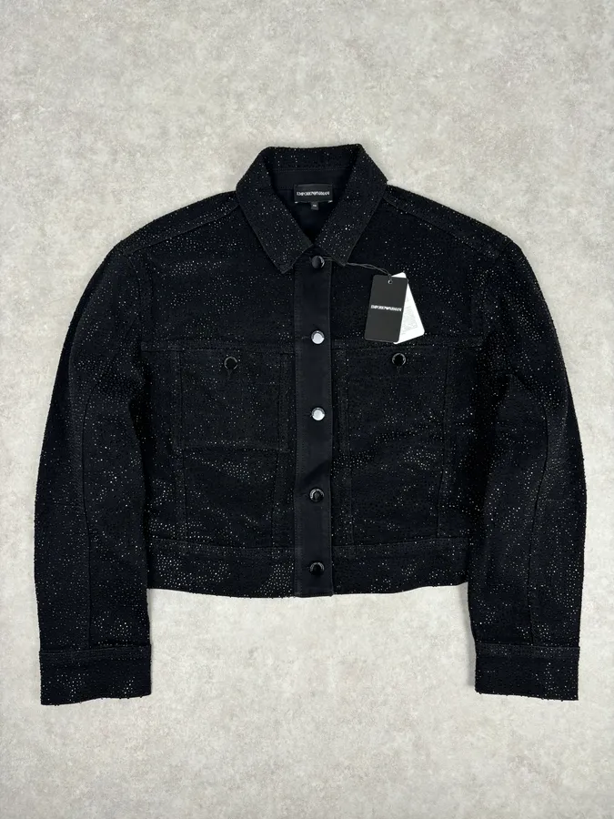 SS2023 Emporio Armani Black Denim Multi-Pocket Denim Jacket - Image 4