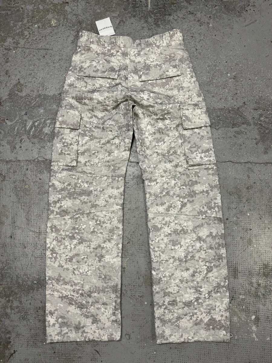 SS2023 Givenchy Camo White Distressed Cargo Pants - Image 3