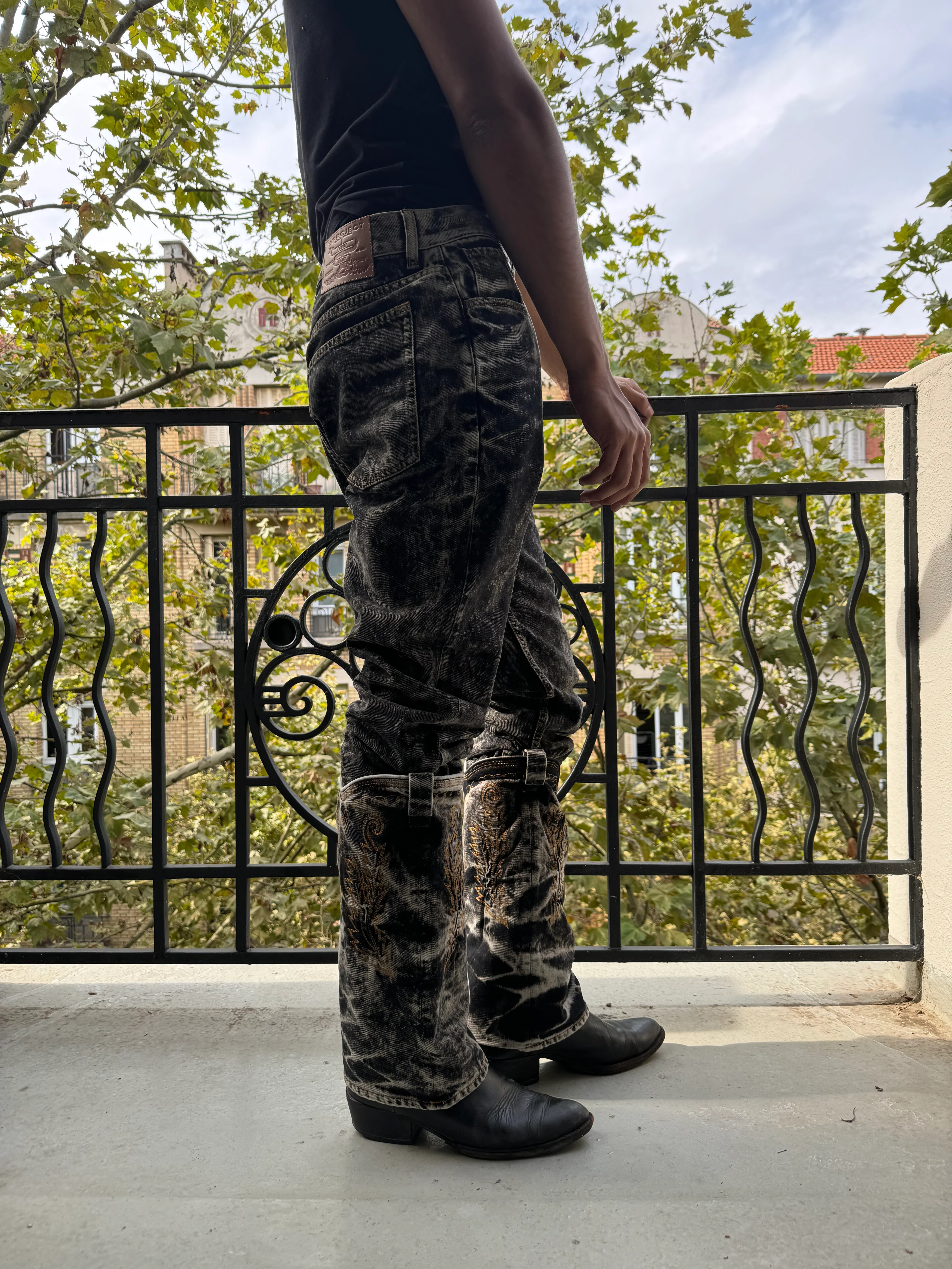 SS2023 Y/Project Cow-Boy Future Grey Astro Denim Jeans - Image 4