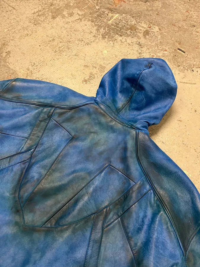 SS2024 Balenciaga Futuristic Armor Blue Leather Jacket - Image 10