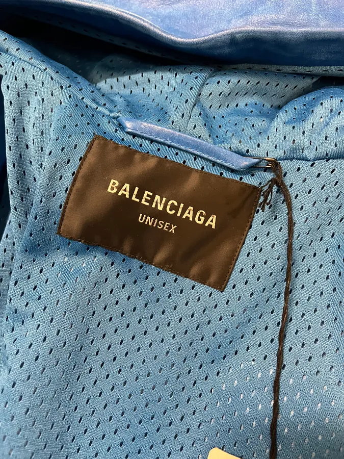 SS2024 Balenciaga Futuristic Armor Blue Leather Jacket - Image 13