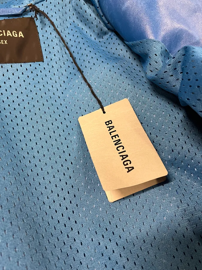 SS2024 Balenciaga Futuristic Armor Blue Leather Jacket - Image 14