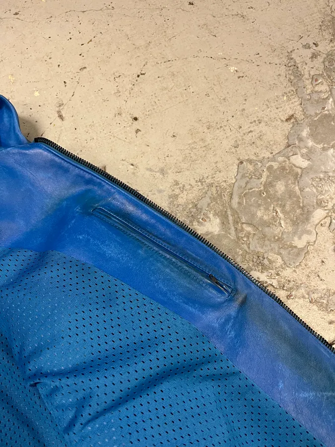 SS2024 Balenciaga Futuristic Armor Blue Leather Jacket - Image 17
