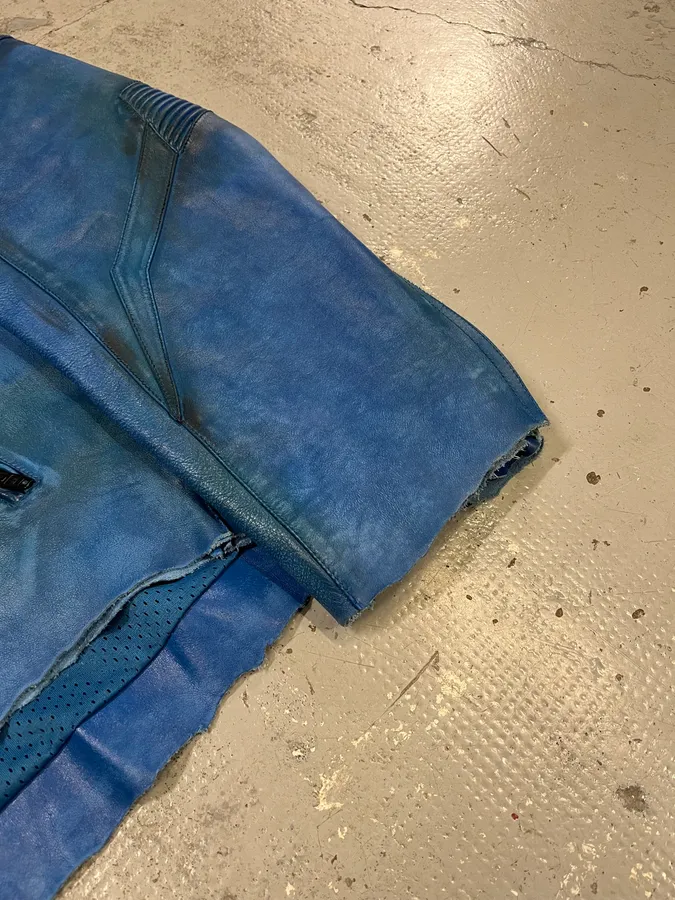 SS2024 Balenciaga Futuristic Armor Blue Leather Jacket - Image 7