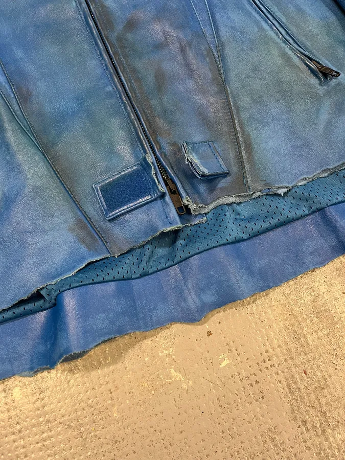 SS2024 Balenciaga Futuristic Armor Blue Leather Jacket - Image 8