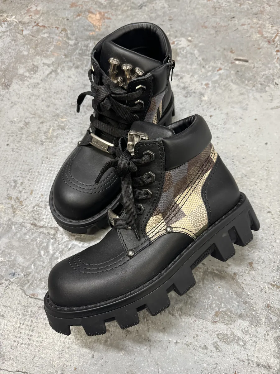SS2024 Louis Vuitton Checker Combat Leather Boots - Image 2
