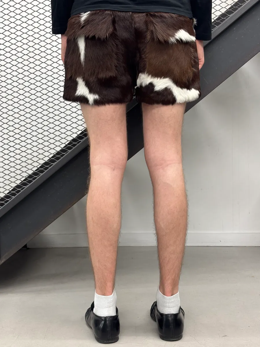 SS2025 Givenchy Sample Brown & White Faux Fur Cow Print Shorts - Image 4