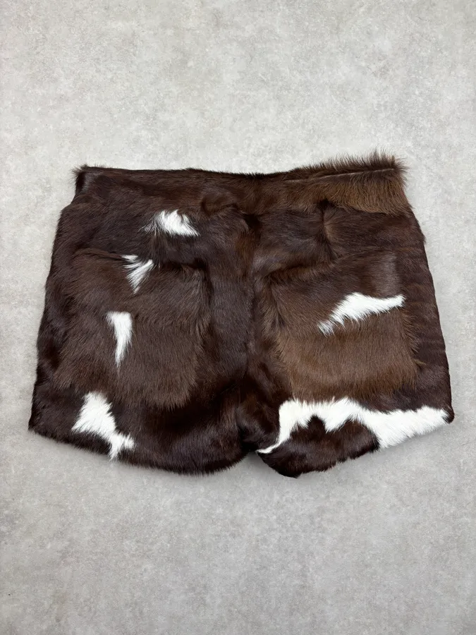 SS2025 Givenchy Sample Brown & White Faux Fur Cow Print Shorts - Image 8