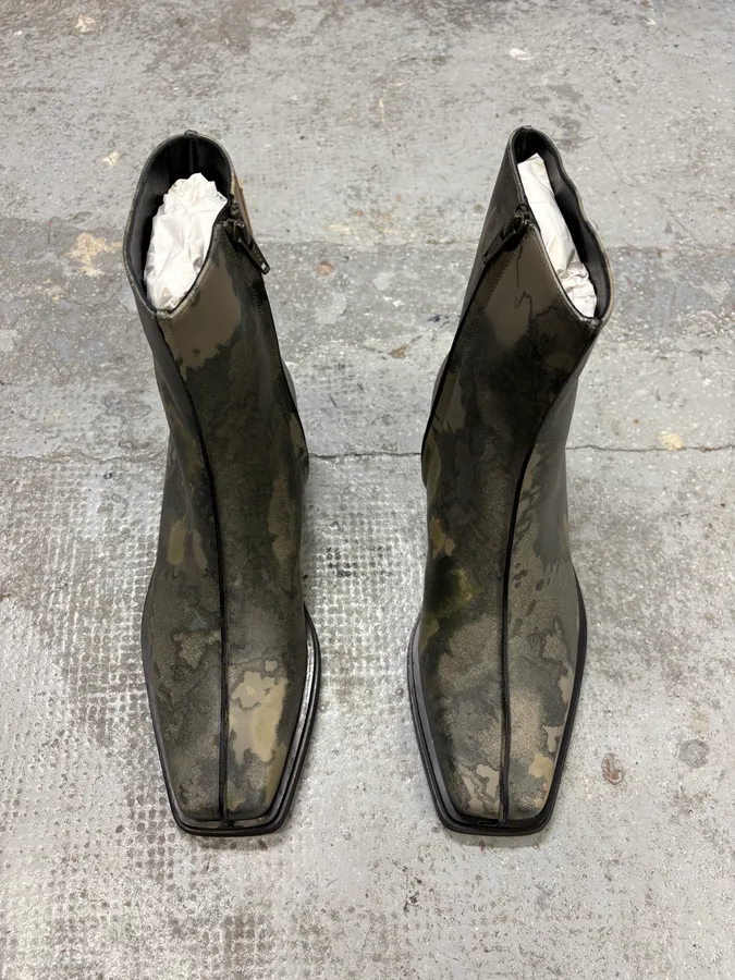 SS2025 Y/Project Camo Leather Ankle Boots - Image 2
