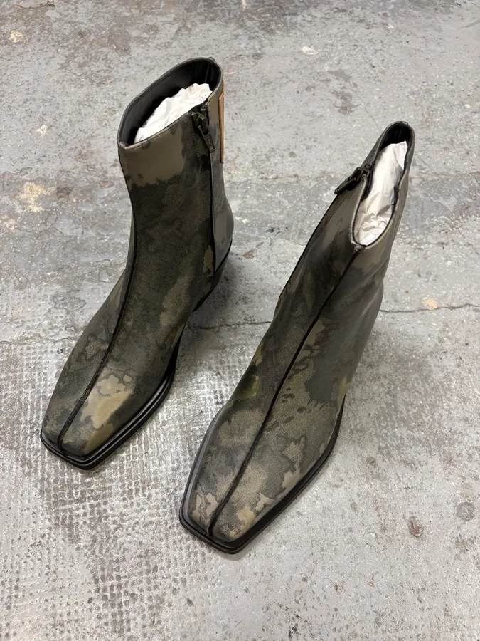 SS2025 Y/Project Camo Leather Ankle Boots - Image 3