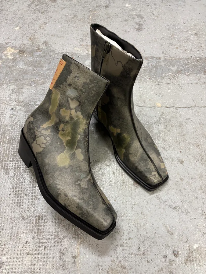 SS2025 Y/Project Camo Leather Ankle Boots - Image 5