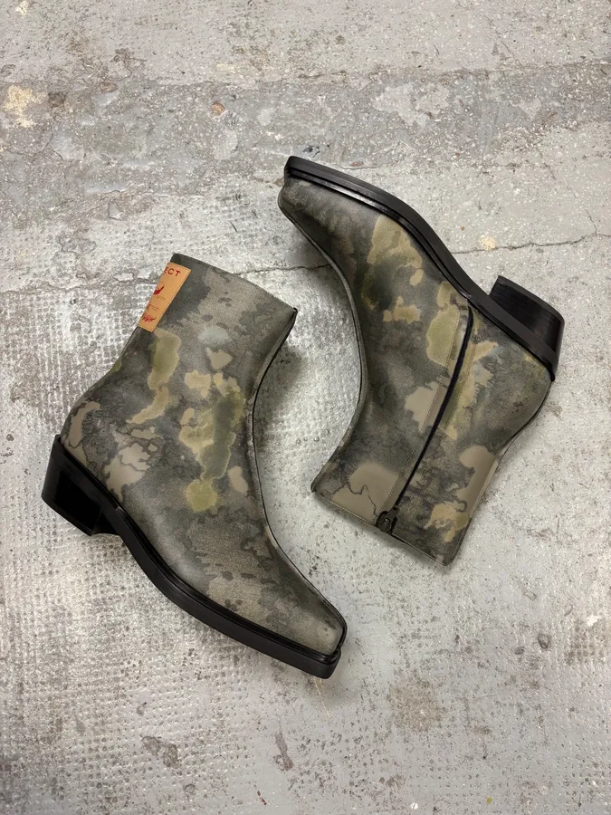 SS2025 Y/Project Camo Leather Ankle Boots - Image 6