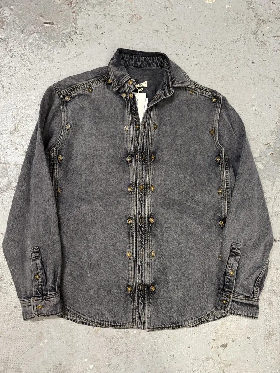 SS2025 Y/Project Grey Denim Layered Buttoned Shirt