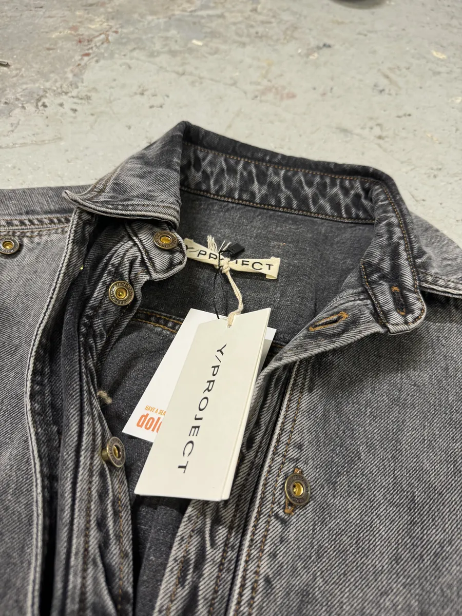 SS2025 Y/Project Grey Denim Layered Buttoned Shirt - Image 10