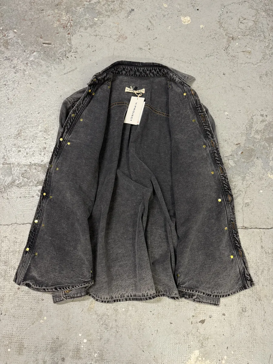 SS2025 Y/Project Grey Denim Layered Buttoned Shirt - Image 8