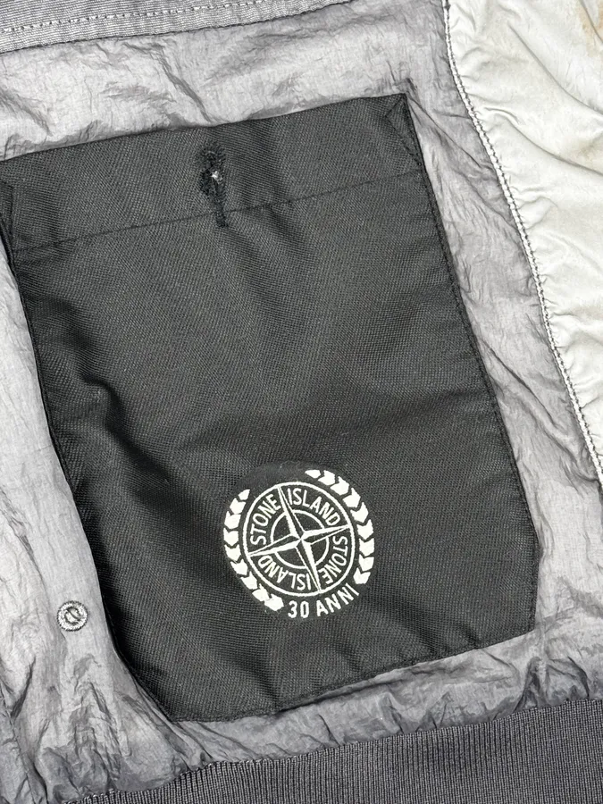 Stone Island 30th Anniversary Side Patch Grey Nylon Puffer Vest - Image 11