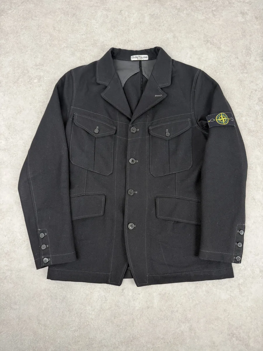 Stone Island Black Wool Classy Caban Jacket