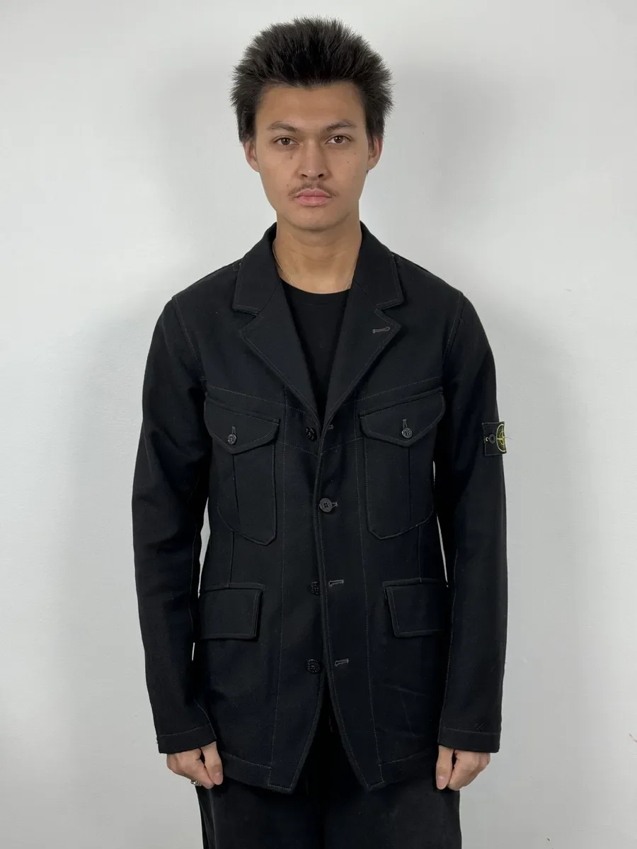 Stone Island Black Wool Classy Caban Jacket - Image 3