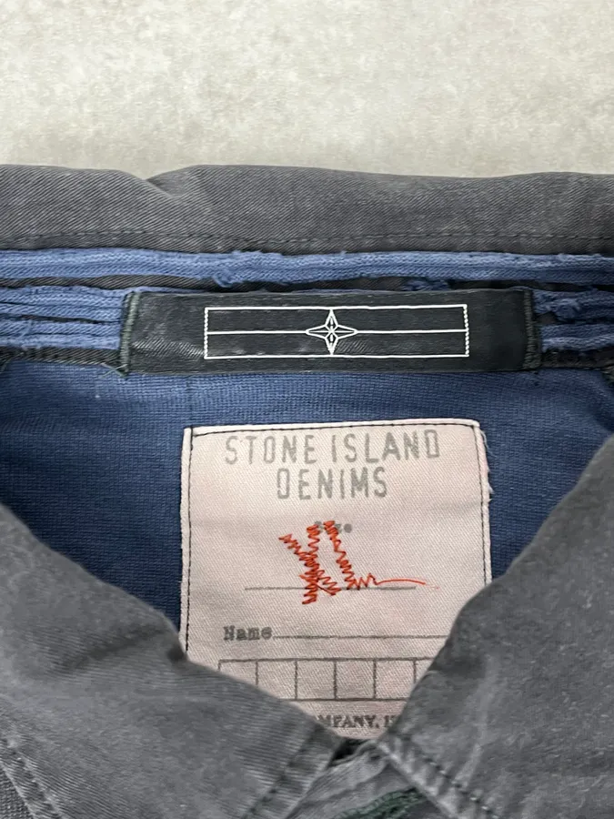 Stone Island Dark Grey & Navy Longsleeve Striped Polo - Image 9