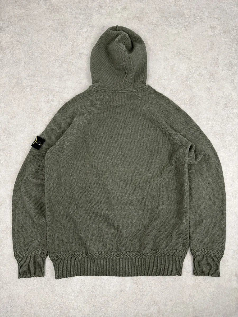 Stone Island Khaki Green Hooded Sweater - Image 5