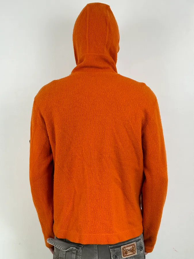 Stone Island Orange Wool Fleece Zip-up Hoodie - Image 4