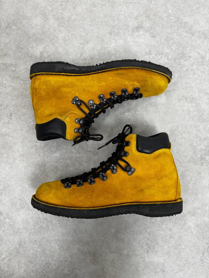 Stone Island Yellow Mustard Suede Hiking Boots - Image 5
