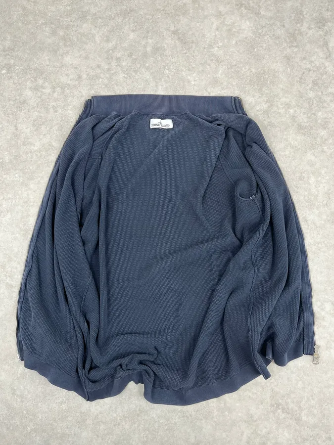 Stone Island Zip-up Navy Faded Perfored Sweater - Image 8