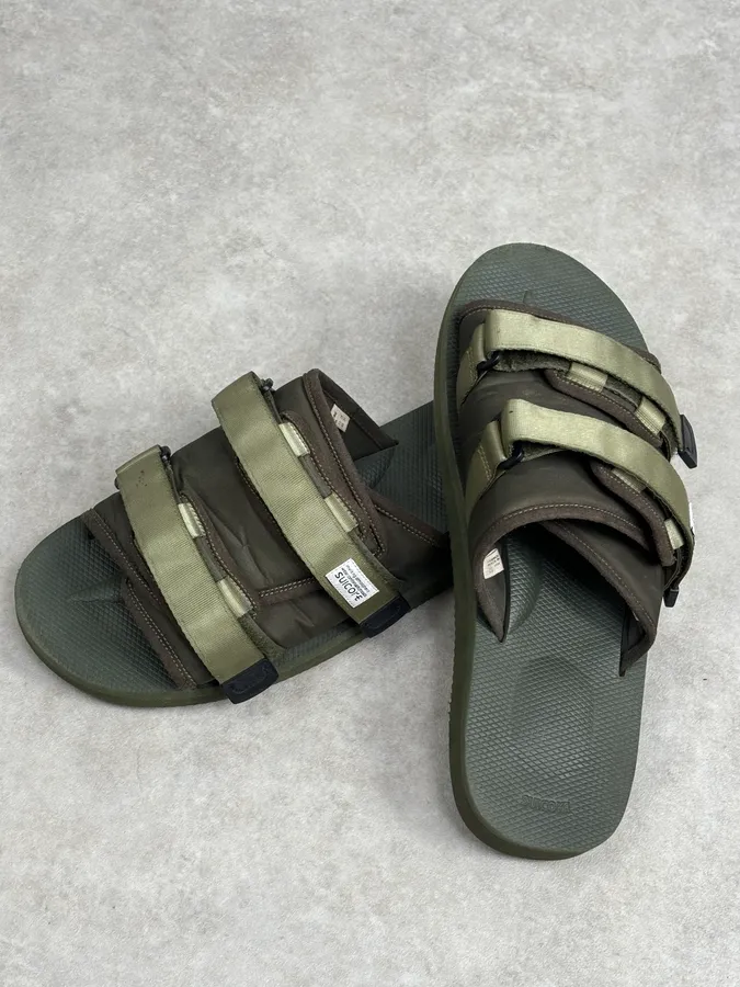 Suicoke Olive Green Nylon Slides Velcro Strap Size 46 - Image 8
