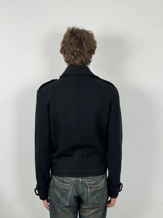 Takeshy Kurosawa Black Buttoned Officer Caban Jacket - Image 3