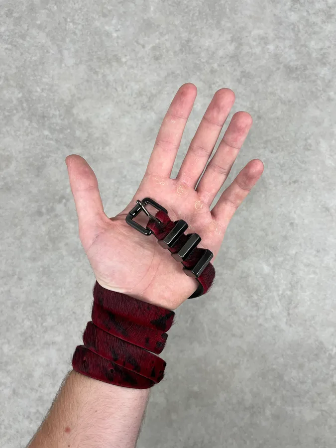 The Kooples Bordeaux Ponyhair Leopard Print Belt - Image 2