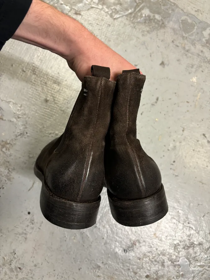 The Last Conspiracy Brown Eroded Suede Leather Chelsea Boots - Image 11