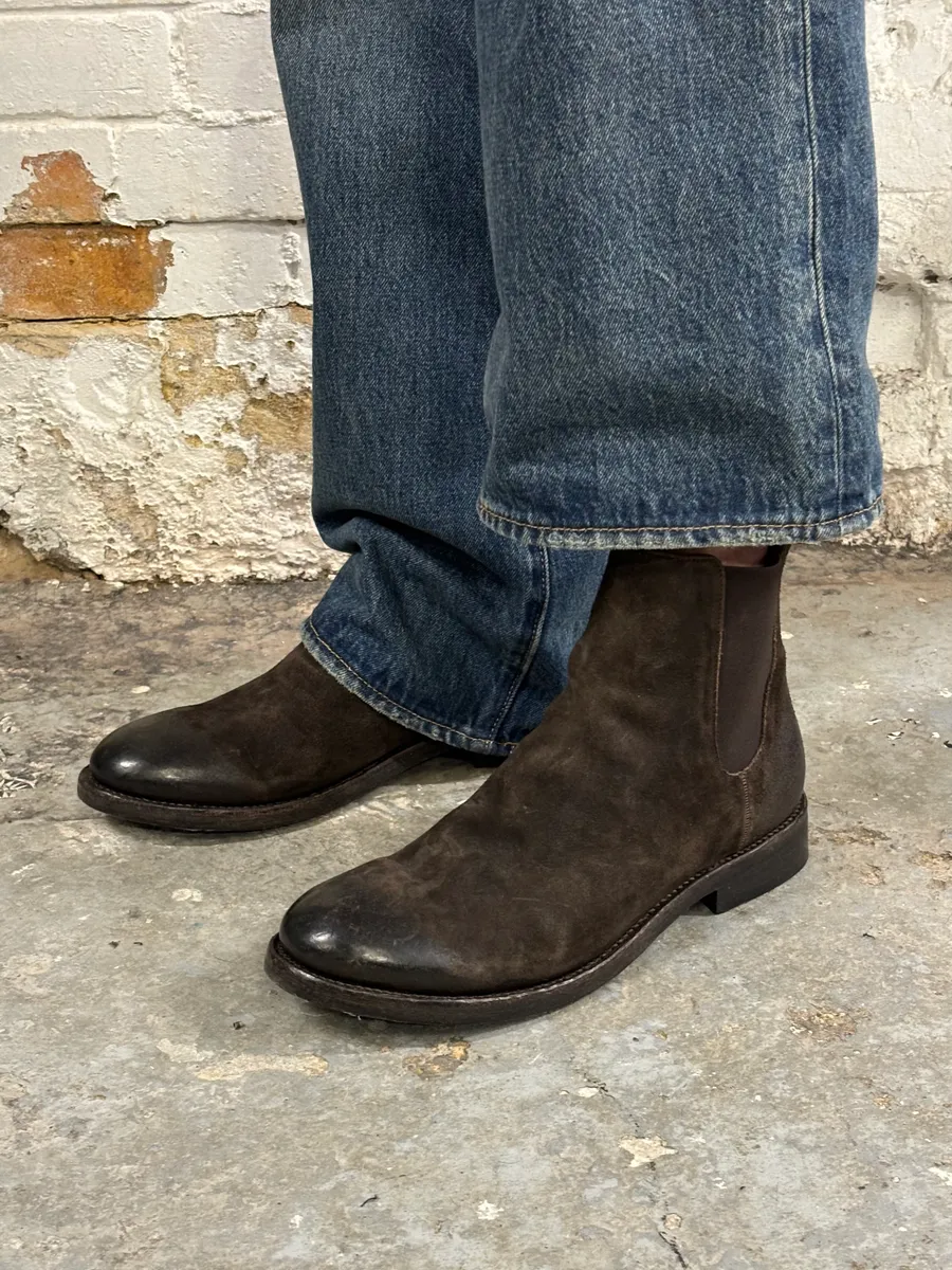The Last Conspiracy Brown Eroded Suede Leather Chelsea Boots - Image 4