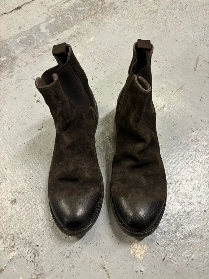 The Last Conspiracy Brown Eroded Suede Leather Chelsea Boots - Image 5