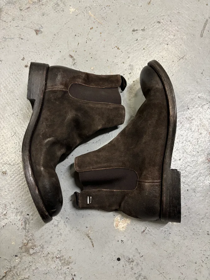 The Last Conspiracy Brown Eroded Suede Leather Chelsea Boots - Image 6