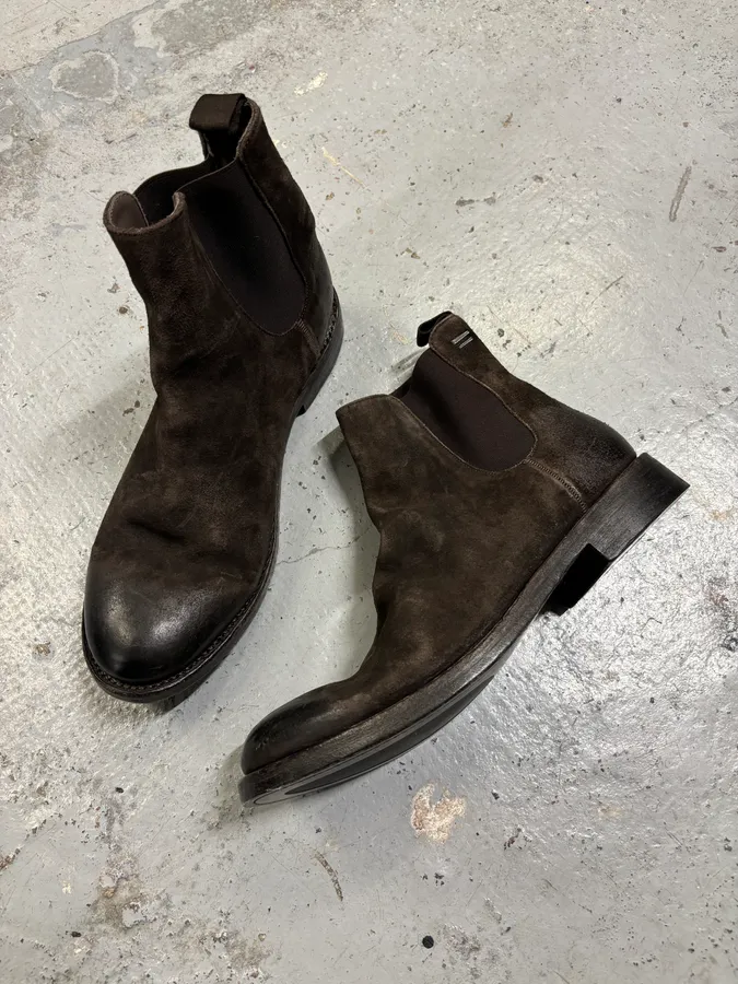 The Last Conspiracy Brown Eroded Suede Leather Chelsea Boots - Image 7