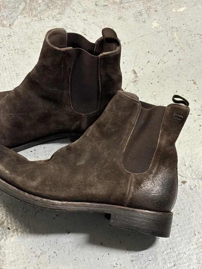 The Last Conspiracy Brown Eroded Suede Leather Chelsea Boots - Image 9