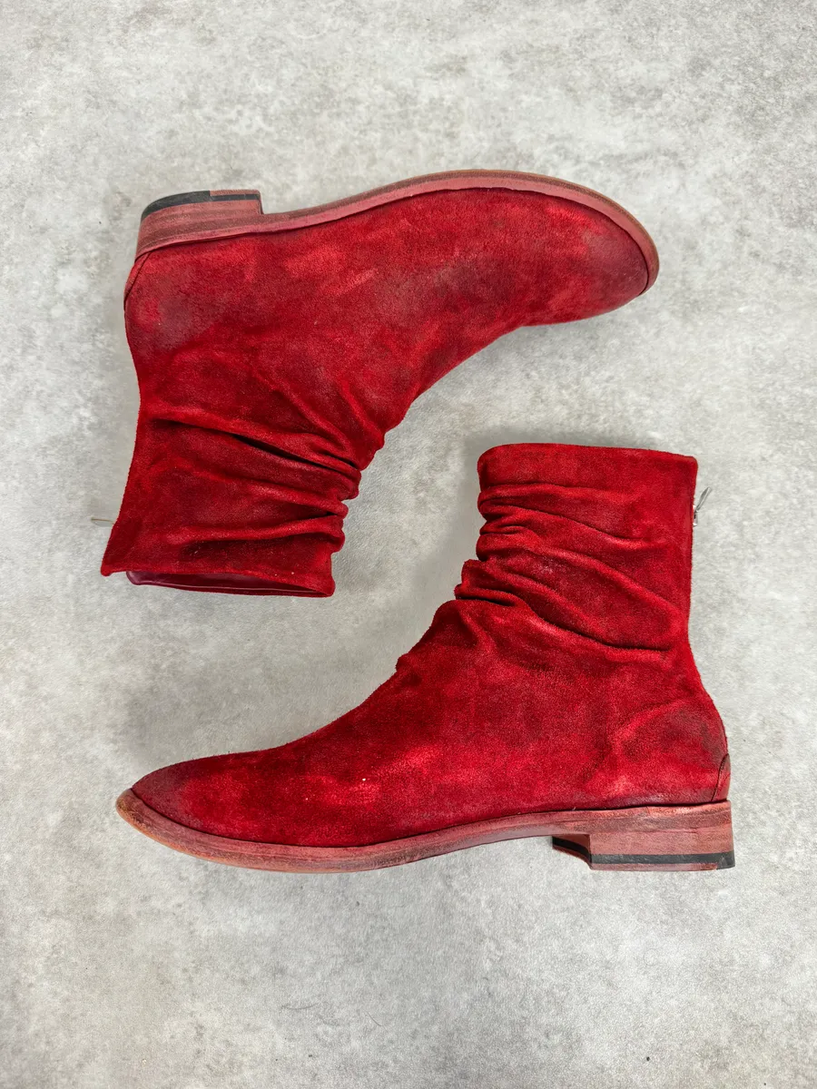 The Last Conspiracy Red Eroded Folded Suede Boots - Image 2