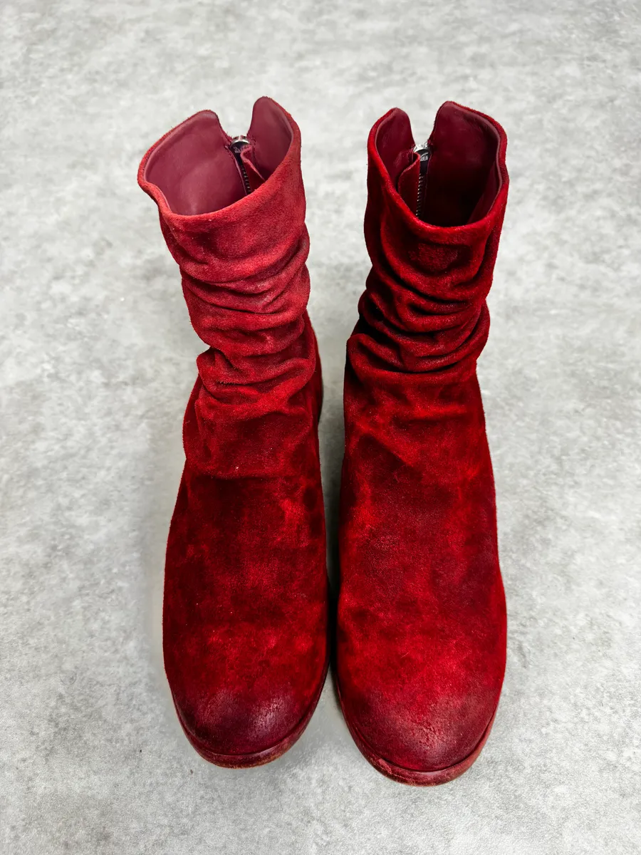 The Last Conspiracy Red Eroded Folded Suede Boots - Image 4