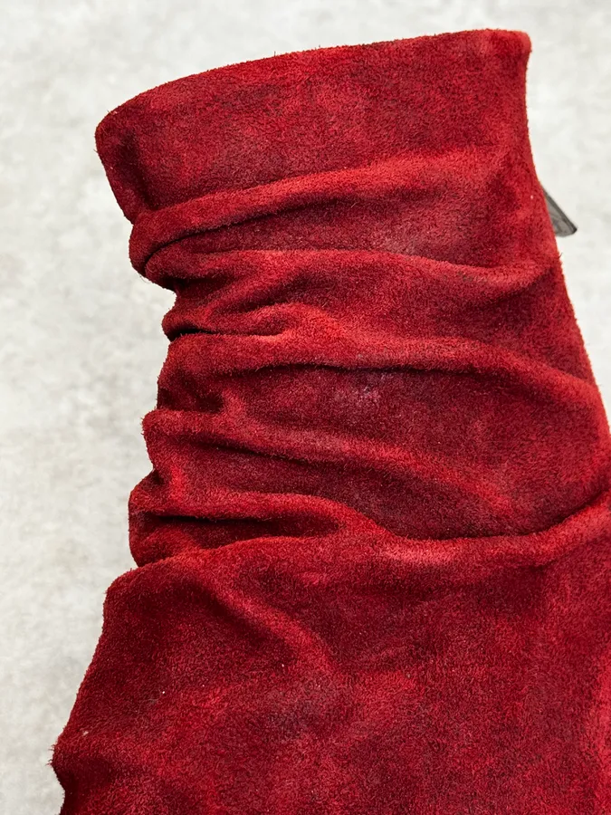 The Last Conspiracy Red Eroded Folded Suede Boots - Image 5