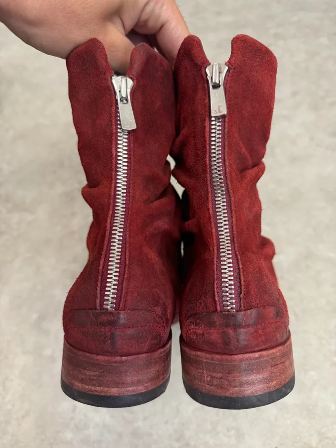 The Last Conspiracy Red Eroded Folded Suede Boots - Image 6