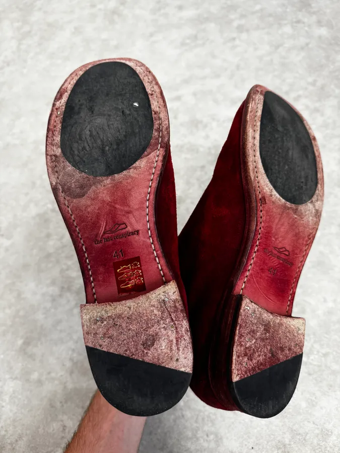 The Last Conspiracy Red Eroded Folded Suede Boots - Image 7