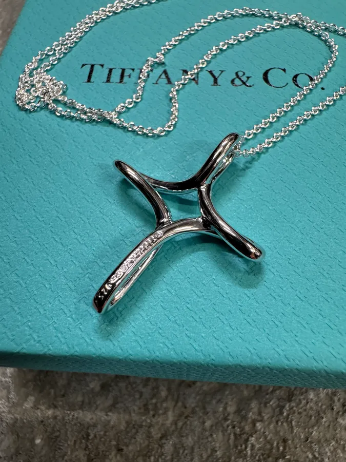Tiffany & Co. Infinity Cross Silver Pendant Necklace - Image 3